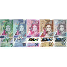 (575) ** PN56-60 Eastern Caribbean 5,10,20,50 & 100 Dollars (5 Notes) Year 2021